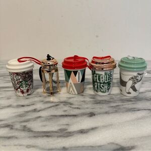 Starbucks Christmas tree Coffee Cup Ornaments lot of 5